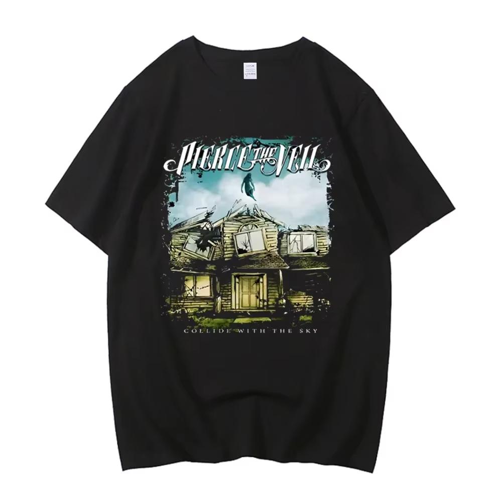 Футболка Pierce The Veil Женская Футболка Группы С Коротким Рукавом Хлопок Черная Унисекс Футболка Мужская Летняя С Круглым Вырезом