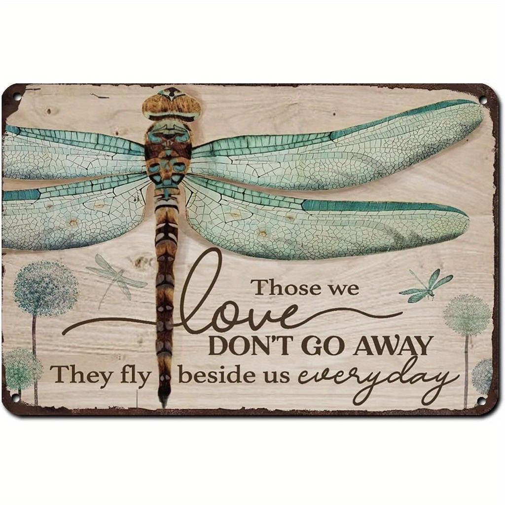 Винтажная зеленая стрекоза жестяная табличка Юмористический настенный декор для дома, сада или офиса Сельское железное искусство с вдохновляющей цитатой Ea
