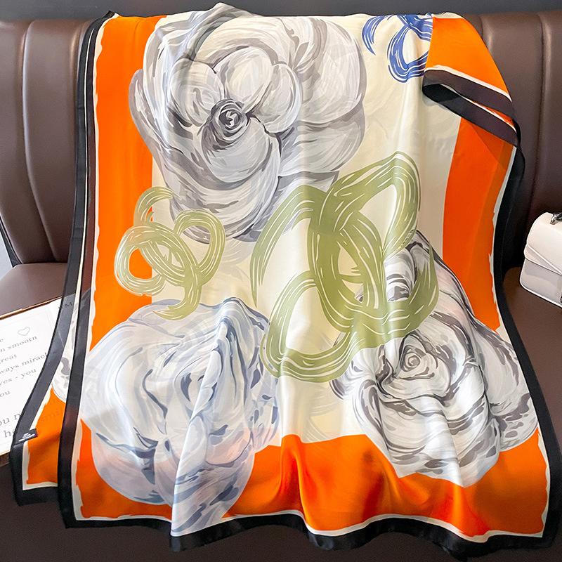 Design Satin Silk Shawl Hijab Scarf Women Fashion Summer Sunscreen Beach Stole Wraps Bufanda Female Headkerchief Echarpe New