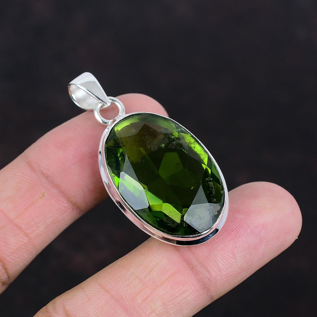 Faceted Peridot Pendant Original Gemstone Pendant Unique Jewelry Handmade Pendant 925 Sterling Silver Pendant Peridot Jewelry Wedding Gifts