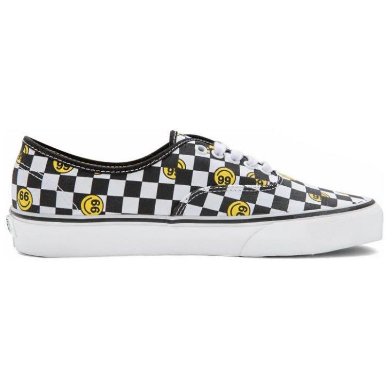 Vans Обои Аутентичные унисекс клетчатые смайлик принт прочные дышащие низкие кеды черные белые VN000EE3BP9