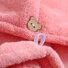 Hair Drying Towel Head Cap Bear Clip Microfiber Pink