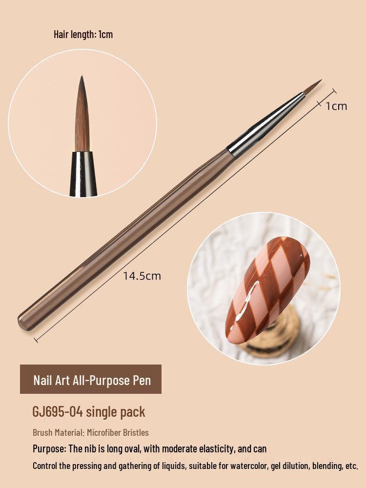 Nail Art Brush & Painting Gel Set with French Round Head & Long-lasting Base Coat