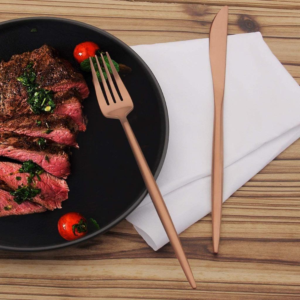 Набор столовых приборов из нержавеющей стали с зеркальной полировкой, покрытый розовым золотом, медный набор столового серебра, набор столовых приборов цвета розового золота