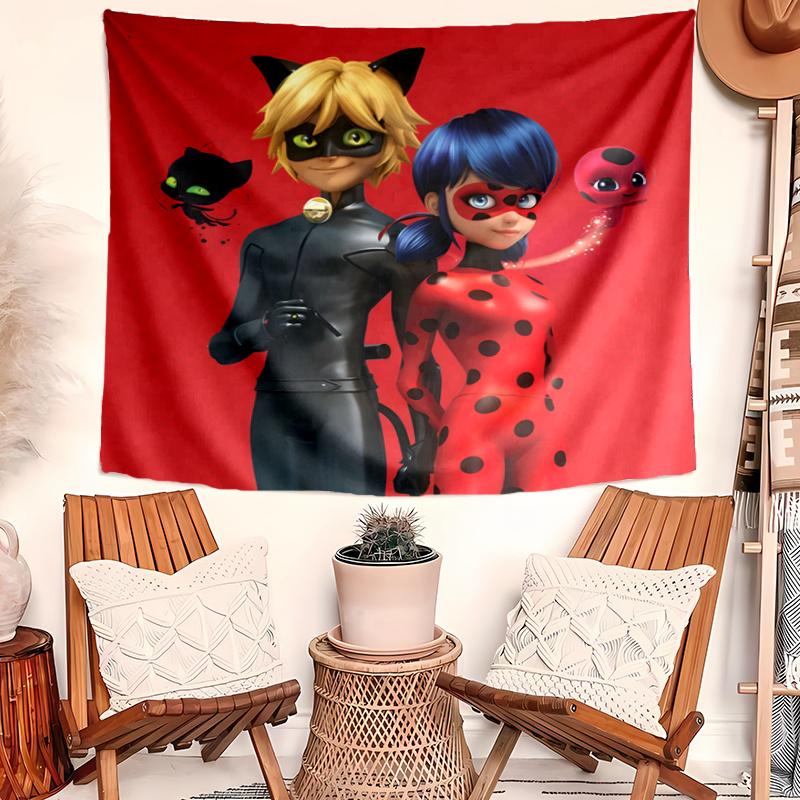 Ladybug Tapestry, Wall Hanging Tapestry, Pattern Tapestry for Dorm Bedroom Living Room Wall Art Photography Backdrop