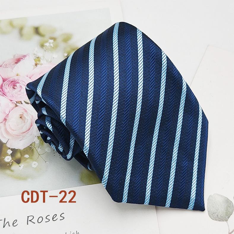 Handmade Men's 8cm Black Grey Striped Jacquard Silk Tie