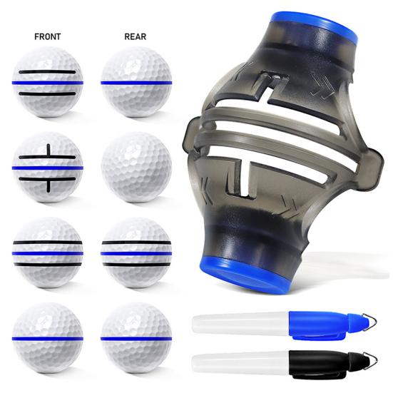 Маркер для разметки линий в гольфе с синим/красным выдвижным ящиком, 360-градусный разметочный зажим, профессиональный набор из трех частей для рисования линий, маркер для разметки линий для паттинга в гольфе