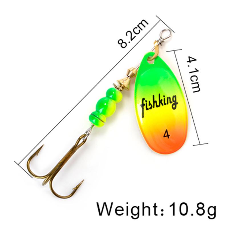 FISH KING Spinner Bait 3,9 г, 4,6 г, 7,4 г, 10,8 г, 15 г, приманки для ложки, металлические приманки для щуки с тройными крючками, искусственная приманка для окуня, рыболовная приманка