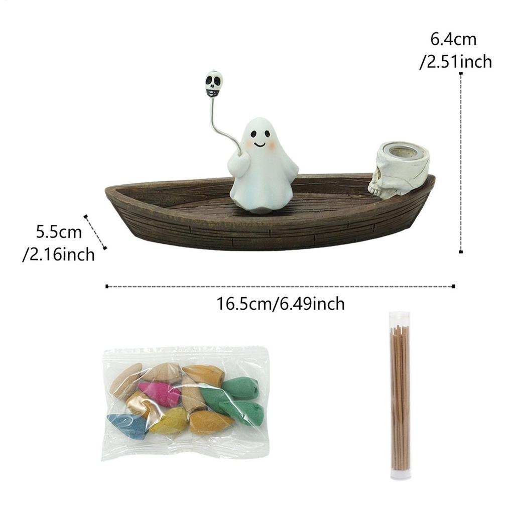 Incense Holder Ghost Incense Cone Holder Gothic Censer Ornaments Zen Meditation Decor for Bedroom Living Room Hotel Apartment