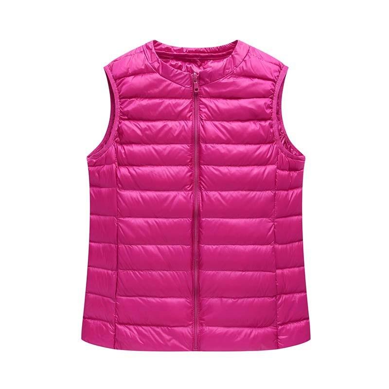 Women's Winter Lightweight Cropped O Neck Sleevelees Solid Color Plus Size Liner Tank Top Down Vest M-3XL