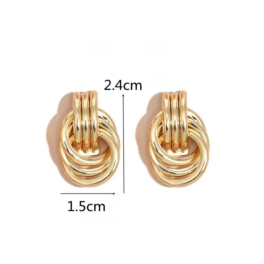 Новые модные массивные металлические геометрические серьги-подвески для женщин, крутые серьги золотого цвета в стиле панк, круглые витые висячие украшения для ушей