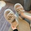 Popular Mao Mao Slippers Women's Winter Wear 2025 New Chain High Sense Internet Celebrity Thick Bottom Plush Cotton Drag Spring and Autumn