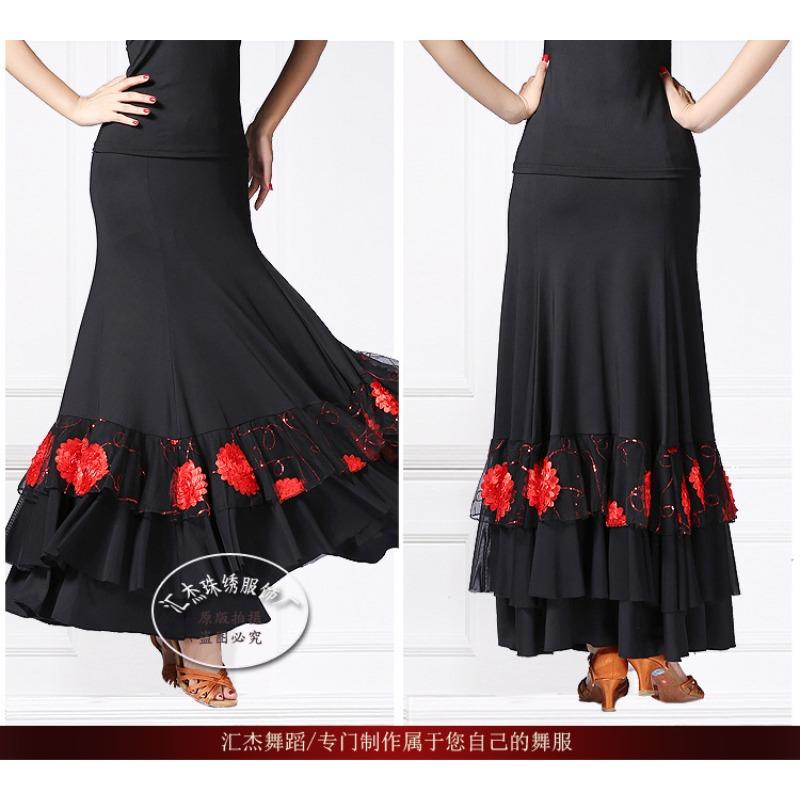 Юбка для современного танца, Юбка для танцевального конкурса, Костюм для бальных танцев, Юбка-полусолнце, Блестки, Вышивка, Костюм для танцевального выступления