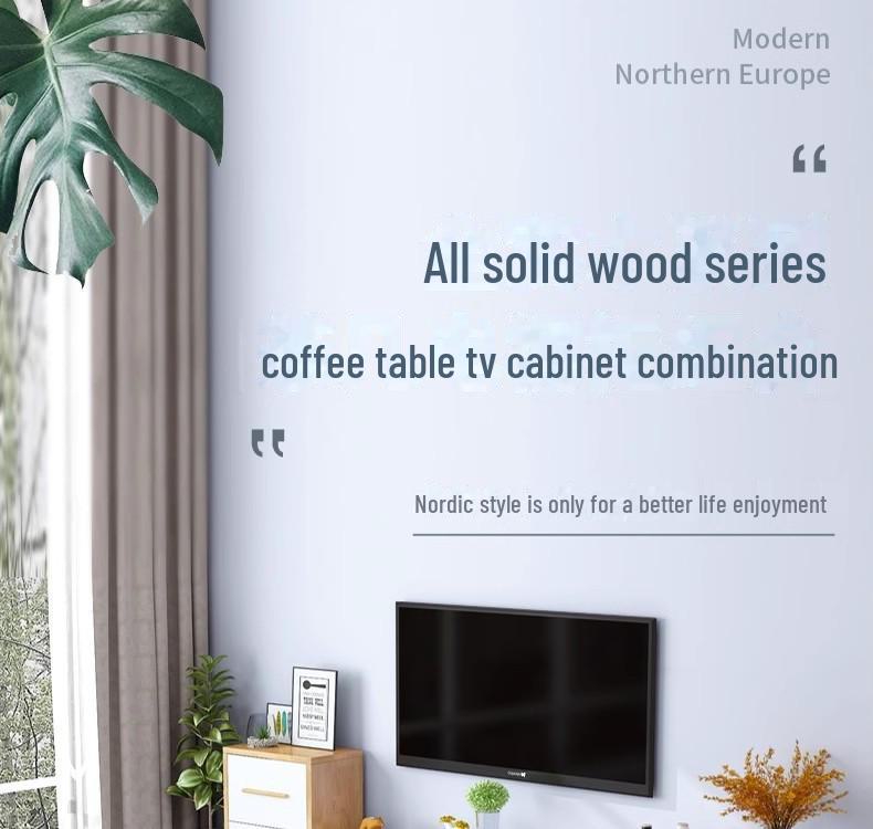 Solid Wood Coffee Table & TV Cabinet Set: Modern Luxury for Small Living Rooms or Bedrooms
