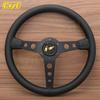 JDM Prototipo Style Black Edition Steering Wheel 14inch Leather Modified Sports Steering Wheel Car Accessories