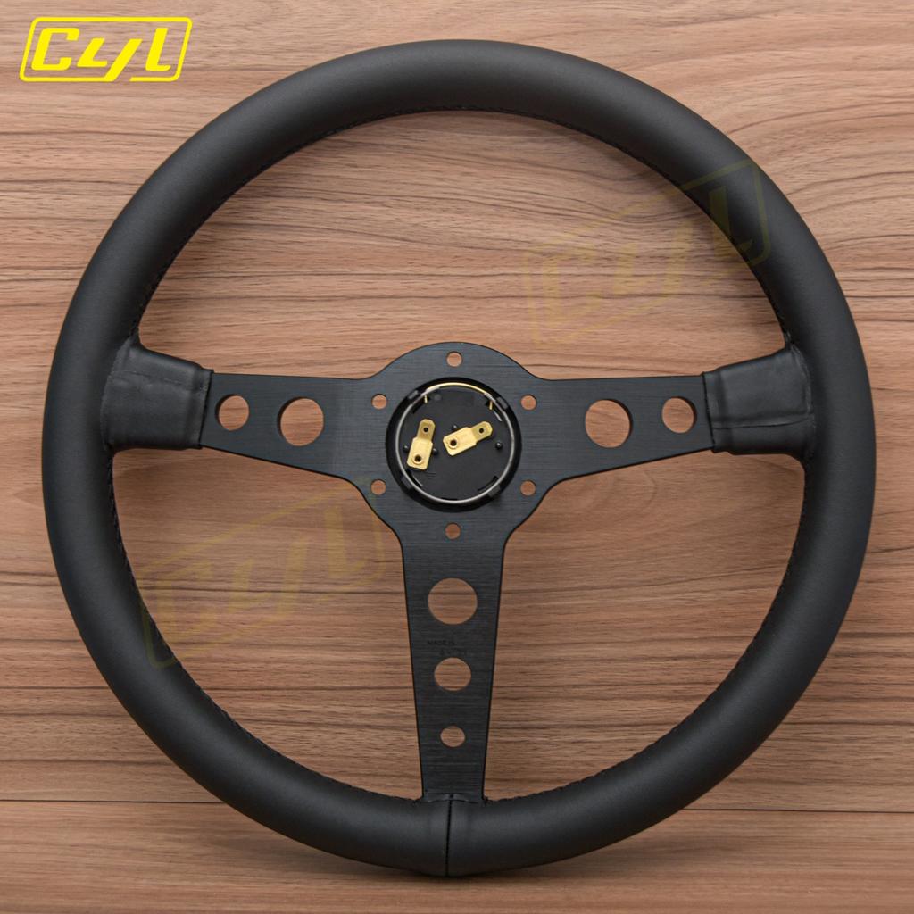 JDM Prototipo Style Black Edition Steering Wheel 14inch Leather Modified Sports Steering Wheel Car Accessories