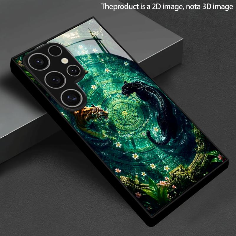 2D чехол для телефона с рисунком «Тигр Леопард Дикая природа» для Samsung S26 S25 S24 S23 S22 S21 S20 A56 A36 A16 - Стеклянная защитная крышка
