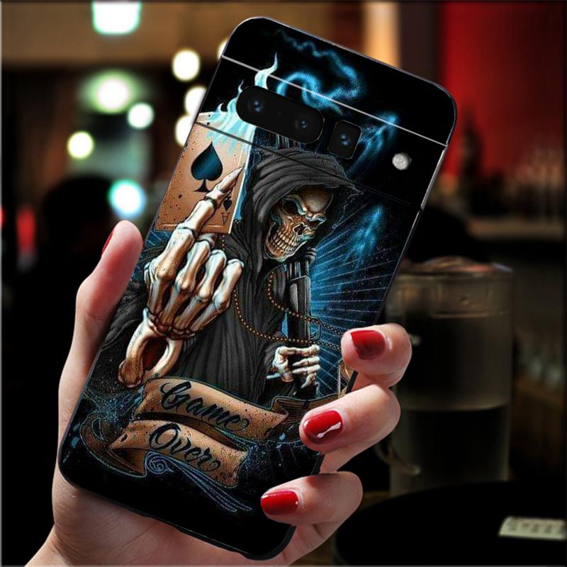 Phone Case For Google Pixel 10 9 Pro XL 9A 8 7 6 Pro Pixel 8A 7A 6A Pixel 8 7 6 5 Grim reaper skull skeleton
