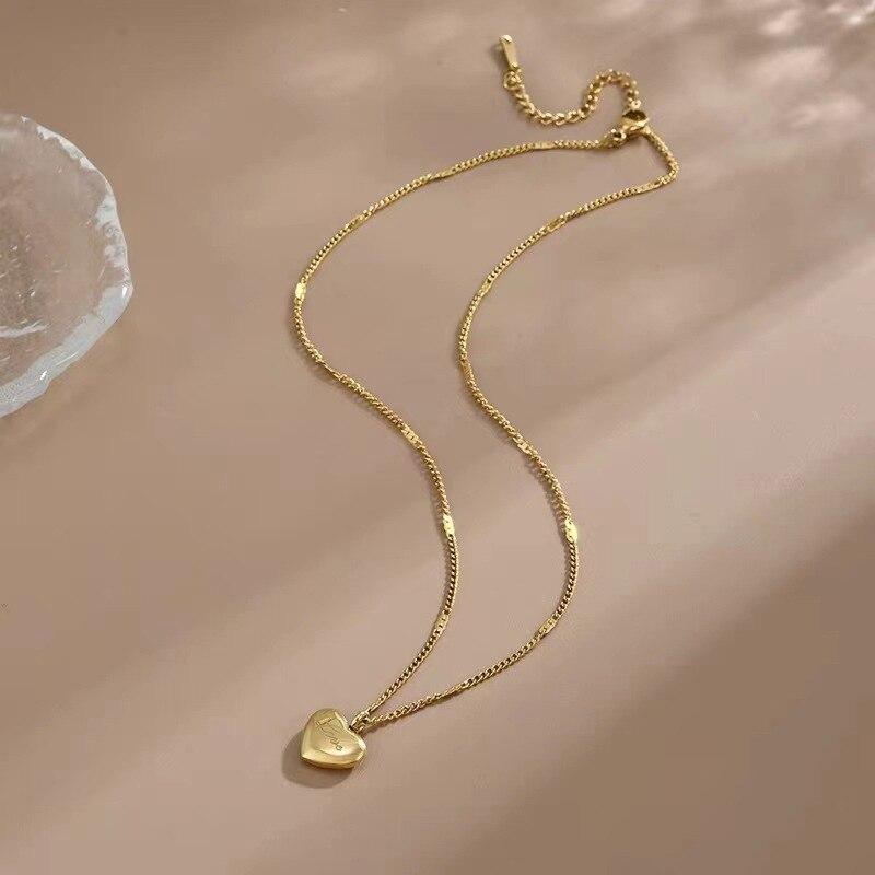 1 шт. Золотое ожерелье Ms Simple Fashion Peach Heart с гравировкой Love Collarbone Chain Праздничные подарки