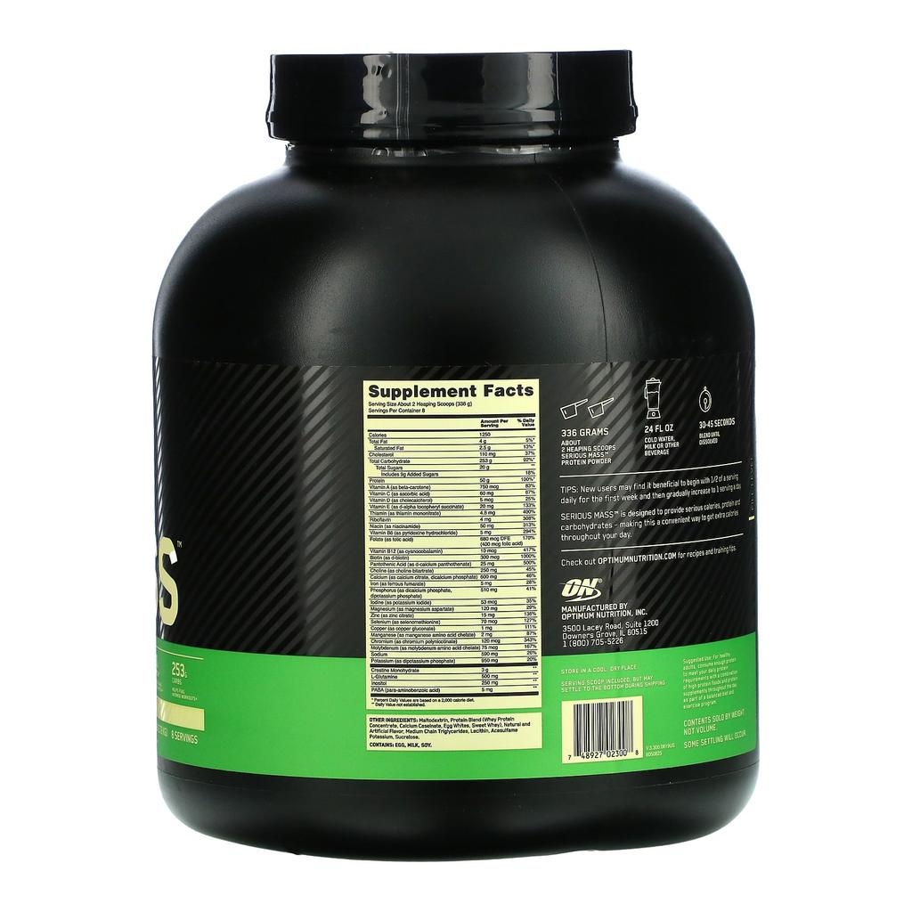 Protein for Muscle Mass Gain Vanilla (2.72 Kg), Serious Mass Vanilla, Optimum Nutrition