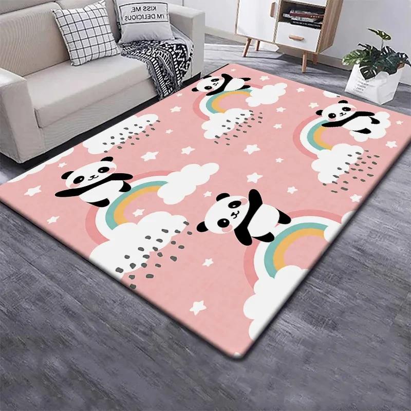 Cute Panda Carpet for Bedroom Bathroom Living Room Decor Baby's Crawling Mat Soft Cartoon Animal Area Rug Non-slip Play Mats