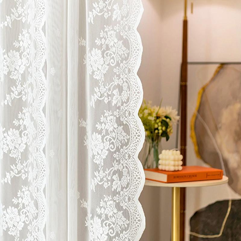 1 шт. кружевная занавеска французская полая пряжа вентиляция домашний декор французский экран белый шифон спальня принадлежности