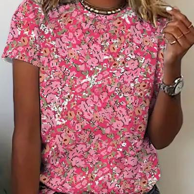 Элегантная свободная модная и яркая летняя футболка с круглым вырезом с принтом, повседневная универсальная женская футболка 2K
