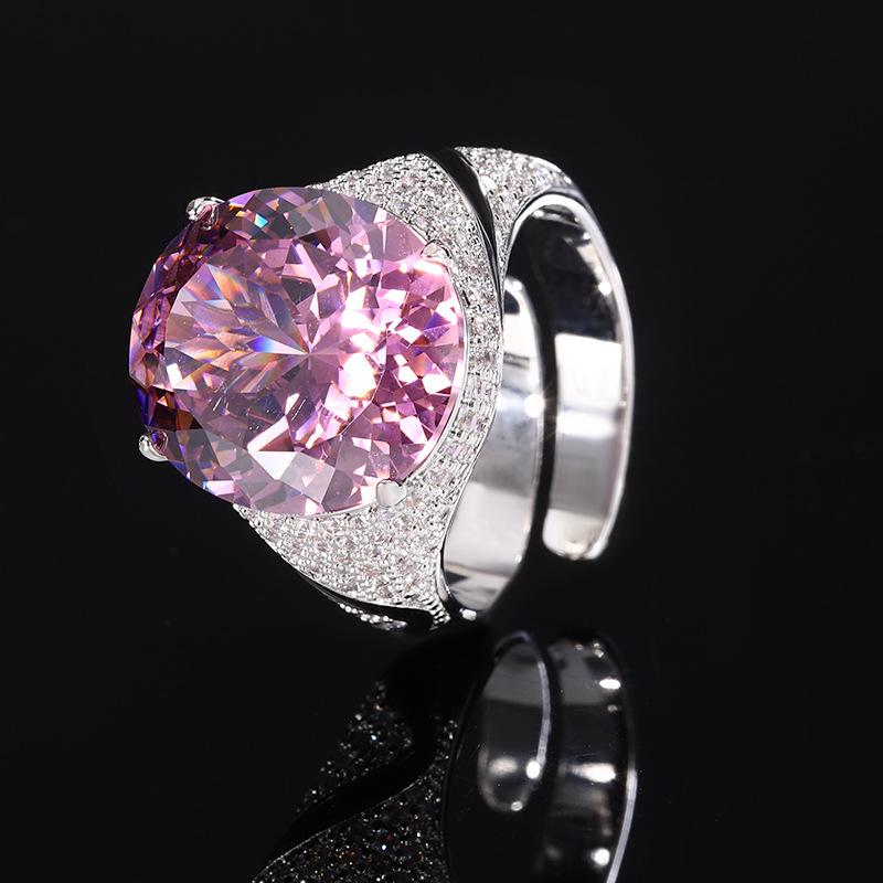 Jewelry Copper Bottom Gold-Plated Retro Simulation Bird'S Nest Cut Colorful Treasure Egg-Shaped Ring Female 14 * 16