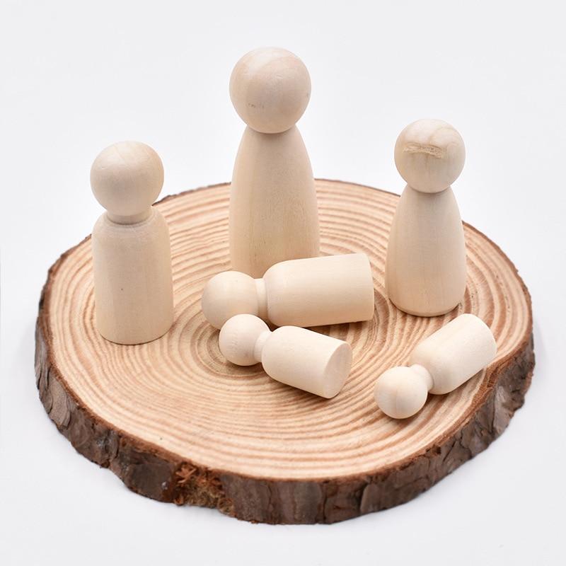 2pcs/5pcs Male/Female Doll Natural Wood Eco-friendly 35mm 43mm 55mm 65mm 75mm 90mm 120mm for DIY Crafts Woodcraft Jewelry Making Accessories