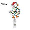 Back to School Badge Reel Christmas Goose Retractable Holder, 360 Degree Rotating Clip Durable Lightweight Cord, Acrylic for Office And Staff