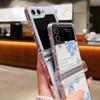Cute Bowknot Pattern Clear Case For Samsung Galaxy Z Flip 6 5 4 3 5G Hard PC Folding Phone Cover For Samsung Z Flip5 Flip4 Flip6