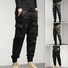 Drawstring Cargo Pants with Multiple Pockets Elastic Waist Solid Color Spring Autumn Sweatpants Streetwear for Men