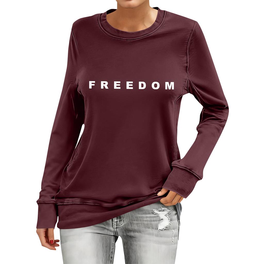 Women's Fashion Casual Long Sleeve Printed Neck Top