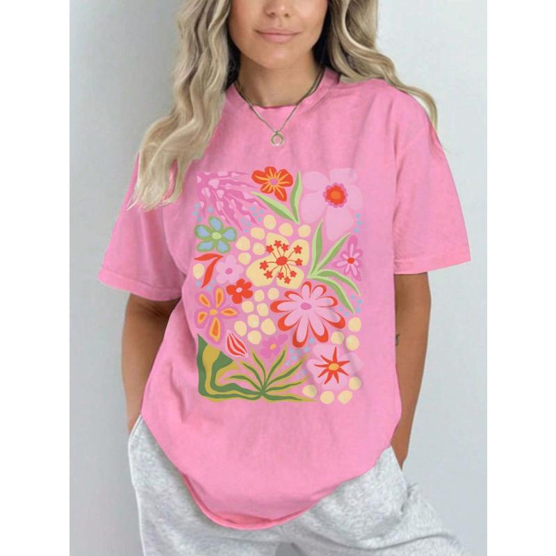 Футболка с короткими рукавами и цветочным узором