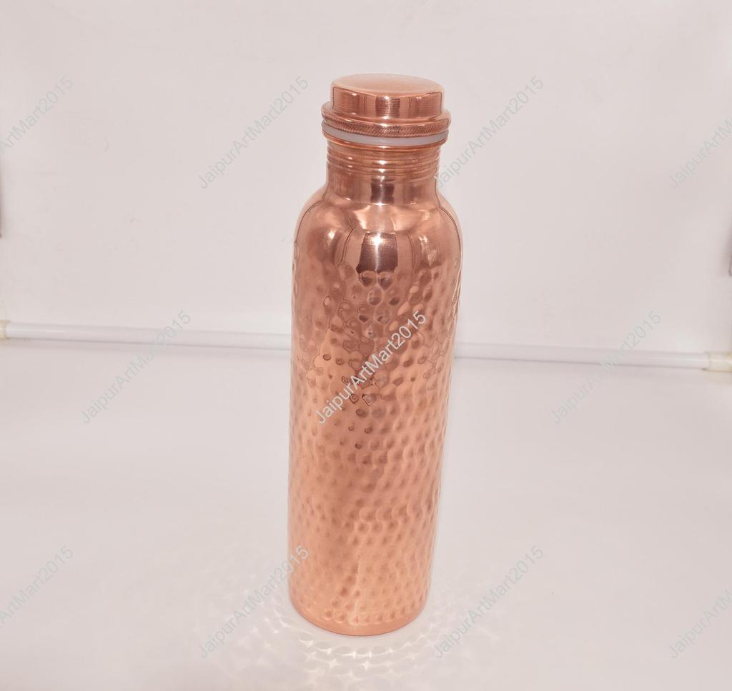 Pure Copper Bottle for Drinking Water - Indian Handmade Ayurveda and Yoga Health Benefits Water Bottle Copper Anniversary Gift - 32 Oz