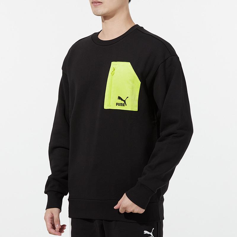 PUMA Sweatshirts Men's Black Crew Neck Moderate Regular 535130-01