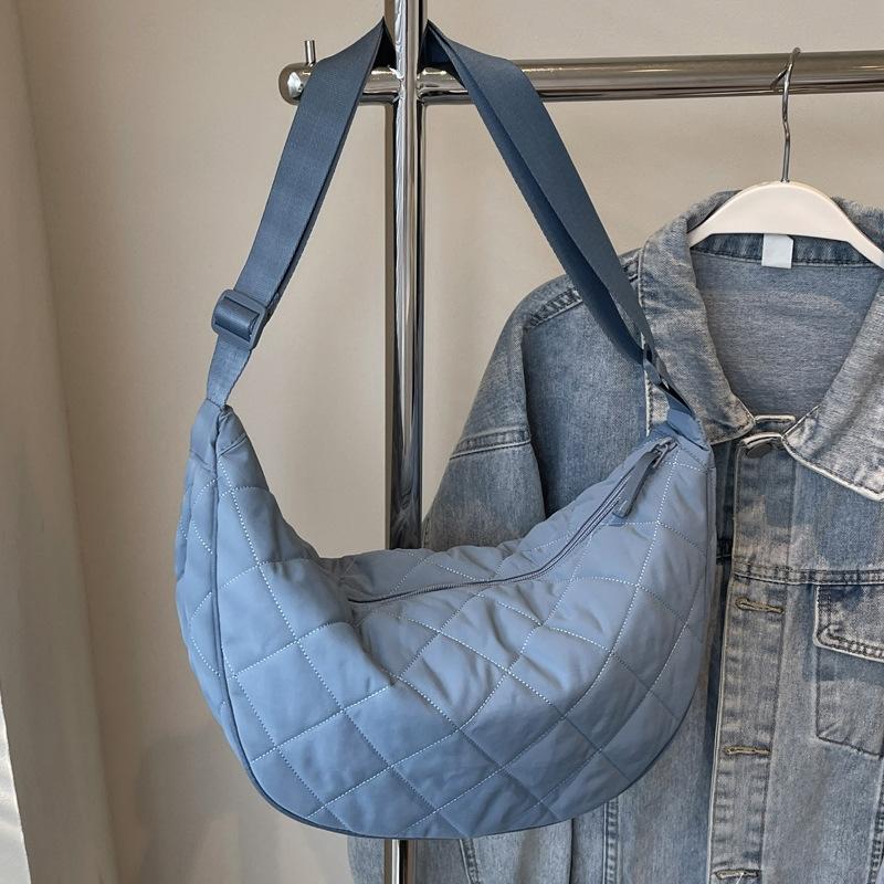 Простая сумка через плечо из нейлоновой ткани, стеганая сумка-пельмень, повседневная сумка через плечо для мужчин и женщин