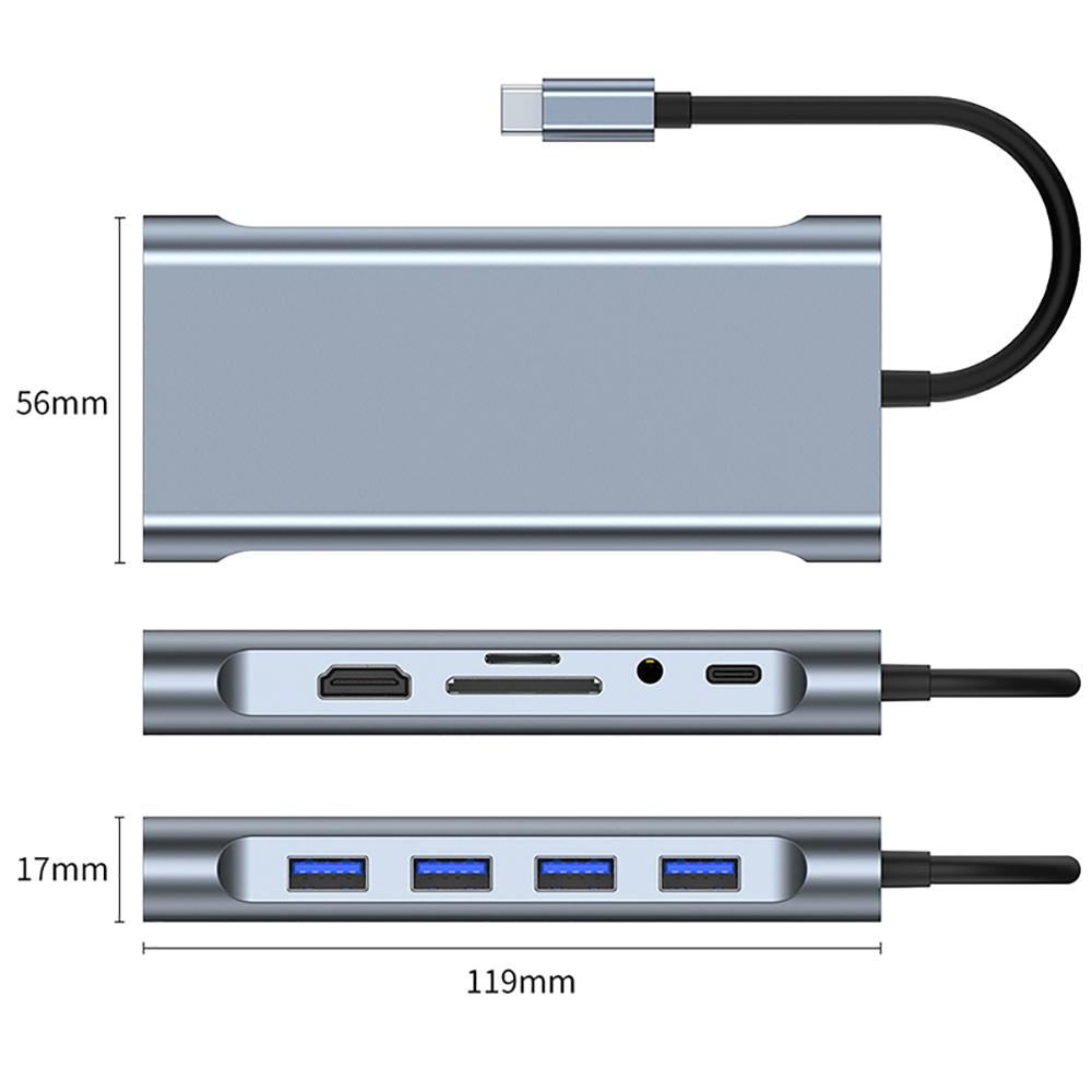 Адаптер USB C HUB Type C 4K 30 Гц HDMI-совместимый VGA RJ45 Lan Ethernet SD/TF PD 87 Вт Док-станция для ноутбука для MacBook Pro Air Разветвитель USB 3.0