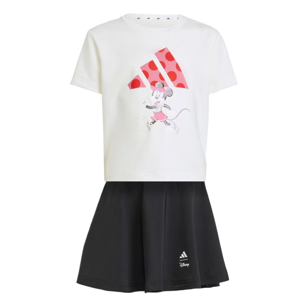 adidas Комплект платья Disney Climacool Спортивная одежда Минни Удобный Простой Модный Короткий рукав Детский комплект платья Серый Белый JF3622