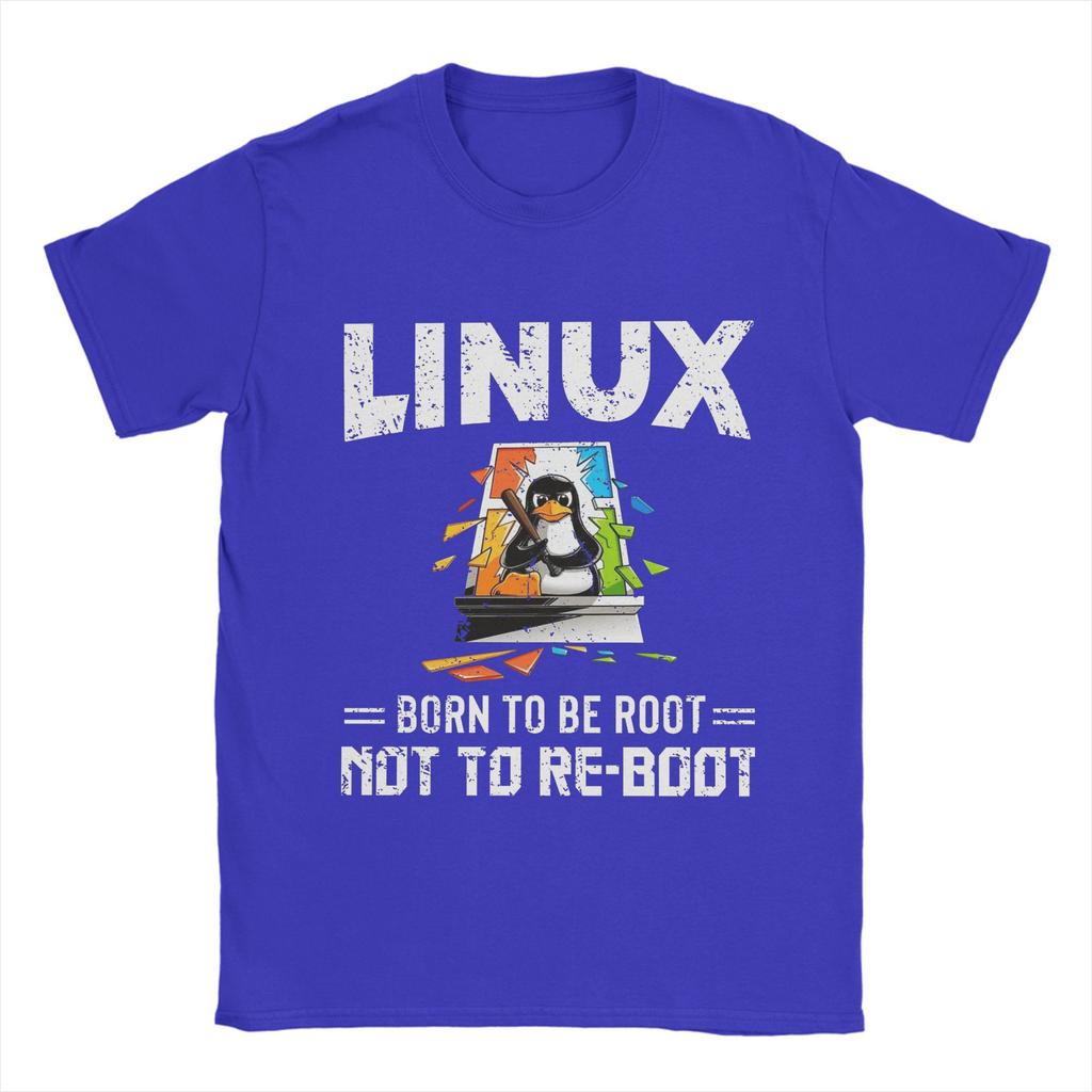 Men T-Shirts Linux Windows Vintage Cotton Tees Short Sleeve T Shirt Crew Neck Tops 4XL 5XL