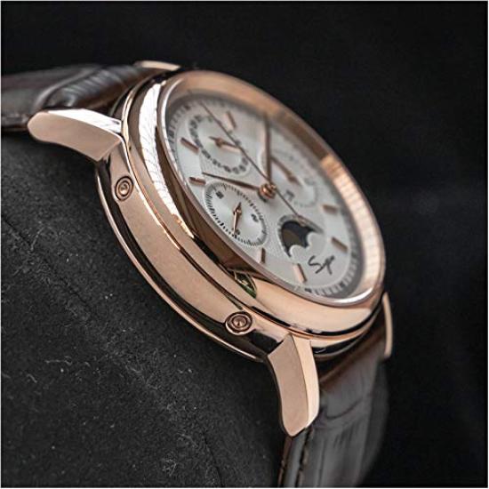 Часы SUGESS с хронографом и фазами Луны, механические аналоговые часы с циферблатом Panda, кожаный ремень, роскошная задняя часть, 40 мм, многофункциональные мужские прозрачные часы