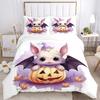 3pcs Wizard Bat & Pumpkin Cute Design Bedding Set - 1 Soft Quilt Cover + 2 Pillowcases, Machine Washable - Suitable for All Seasons, Perfect