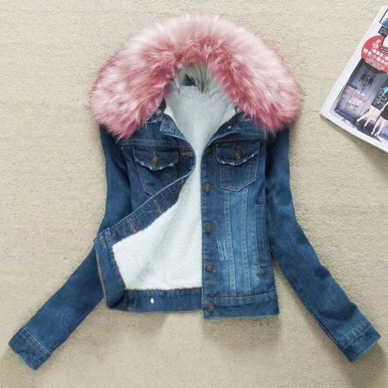Hooded Denim Coats Pockets Single Breasted Jacket Autumn Winter Outerwear Thick Warm Comfortable Women Casual Overcoat