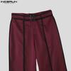 INCERUN Men Stitching Long Sleeve Cropped Tops and Long Pants Outfits Sets