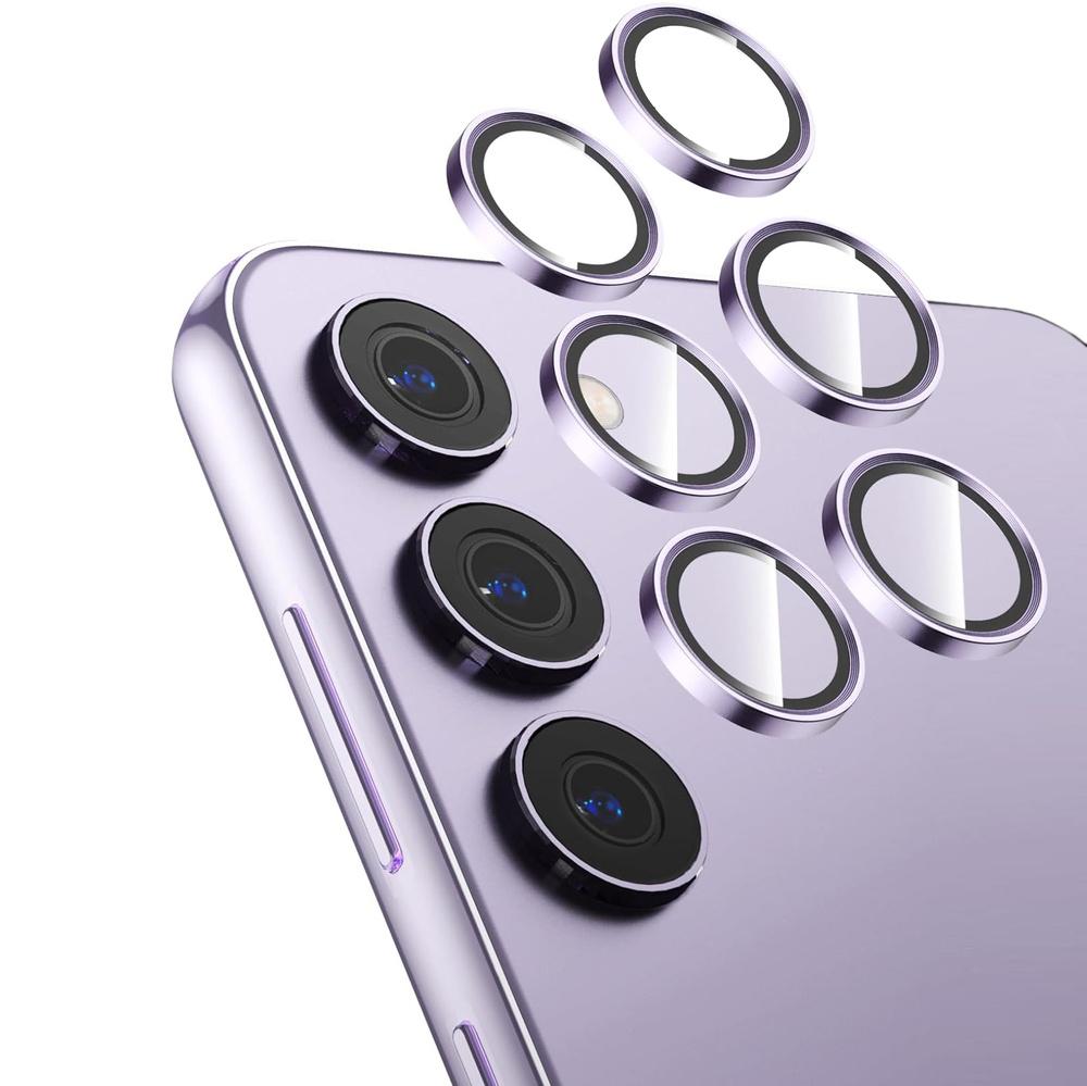 2x Purple Camera Glass for Samsung Galaxy S24, ERBORD Camera Lens, purple frame