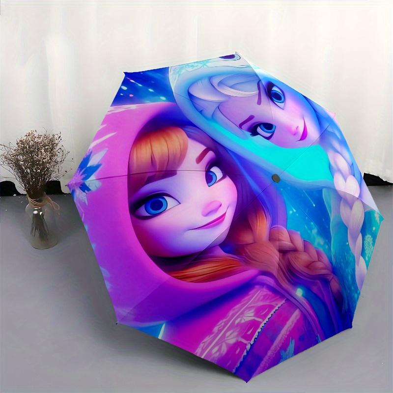Frozen,Elsa Automatic Opening and Closing Umbrella - 8-rib Folding Design, Lightweight and Portable, Suitable for Daily Business Use, Pocket