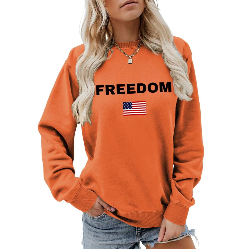 Women's Fashionable Casual Round Neck Loose Long Sleeved Printed Sweatshirt