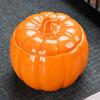 Small Ceramic Pumpkin Jar with Lid Food Storage Container for Candy Treats Kitchen Canisters Party Fall Home Table Decoration