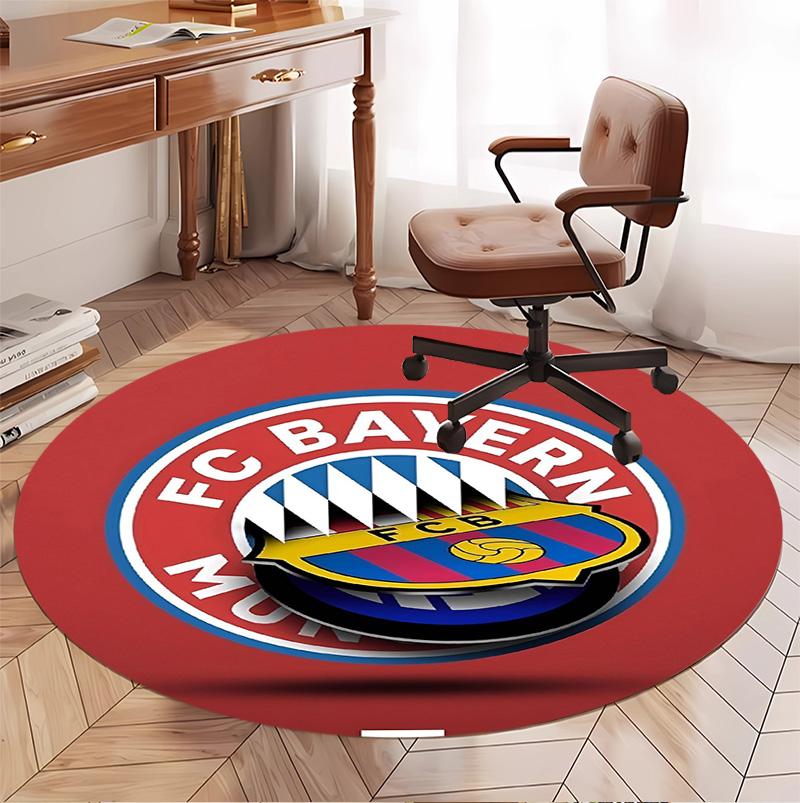 FC Bayern Pattern Round Rug, Indoor/Outdoor Mat, for Picnic, Gameroom, Bedroom, Office, Living Room, Home Decor Carpet, Birthday Gift