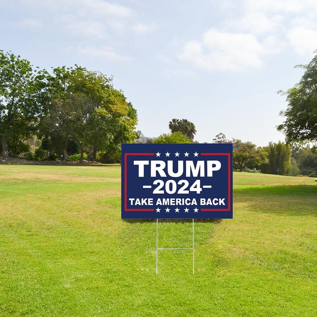 2024 Yard Sign With H-Stakes - Double Sided 18x12 Inch , Placard Voted For Signs Triggering Signs Decoration Outdoor Yard